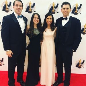 Black formal gown with pearls! EUC. Amazing dress!